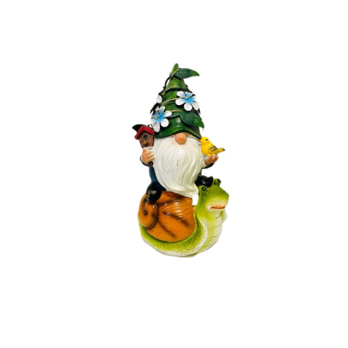 Figura Gnomo Caracol con Panel Solar